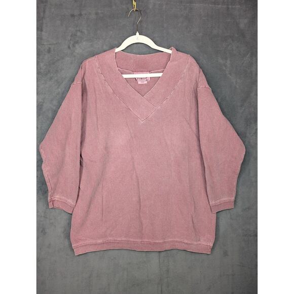 Stratosphere Women’s Long Sleeve Top V-Neck Slouchy One Size Vintage - Picture 1 of 8